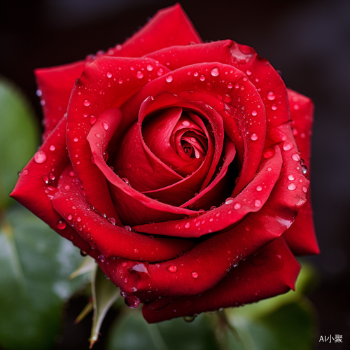 Red Blooming Roses: Close-Up of Romantic Rose with Dew Drops