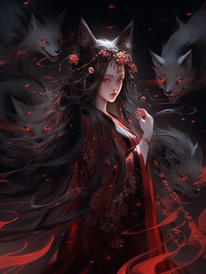 fox demon, Domineering, The picture is full of stories,single exposure, ancient China, a beautiful long-haired Chinese Tang Dynasty Asian girl, 20 years old, with a white fox, Sharp eyes, fairy clan,Paulina Washington'sethereal portrait style. Pave the way for light and shadow.Chinese style, ancient style, rvan mcginlevayered fiberstyle color veil printing, mike Campau, a touch of whitepowder. The Art of Light Painting, exploring minimalistcompositions, the beauty of light and reflections in yarns,creat