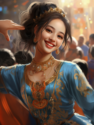 Beautiful Chinese Girl Dancing in Classic Xinjiang Costumes