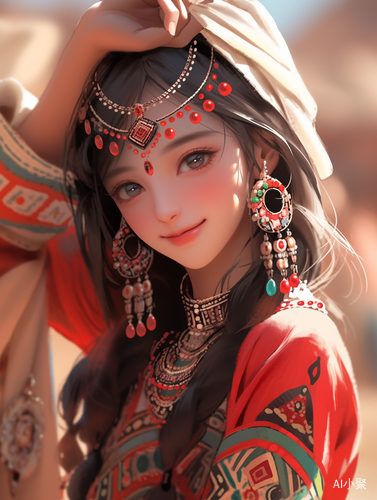 Beautiful Chinese Girl Dancing in Classic Xinjiang Costumes