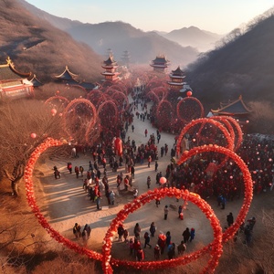 中国山区农村过春节的春风艺术