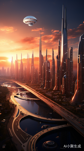 Futuristic Cityscape at Sunset: Unreal Engine's Hyper Real Q 2 V 5.2