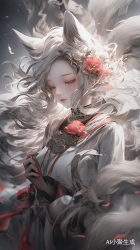 黑白梦幻九尾狐少女的风情万种