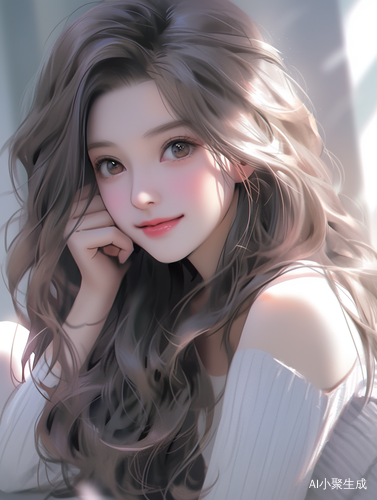 女孩Q版可爱头像，美丽动人长发