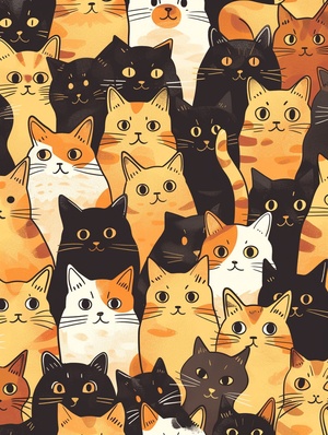 Seamless pattern of cats in style of Meet Kerby Rosaness1000ar3:4v6.0niji6