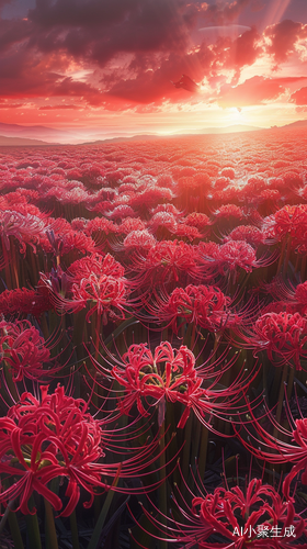 Crimson Spider Lilies: A Surreal Landscape of Wild Beauty