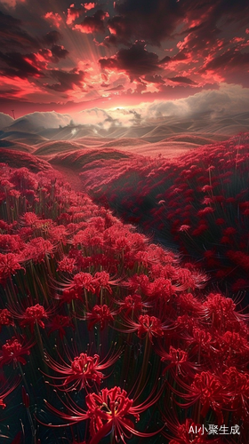 Crimson Spider Lilies: A Surreal Landscape of Wild Beauty