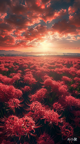 Crimson Spider Lilies: A Surreal Landscape of Wild Beauty