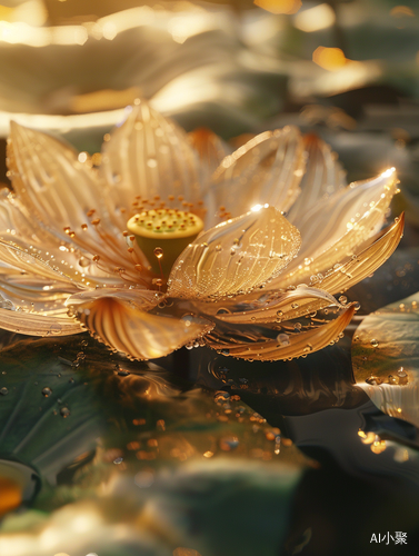 Lotus: Extreme Close-up with Translucent Glass Petals and Soft Sunlight