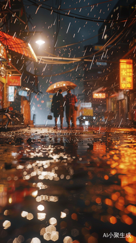 Melancholic and Mysterious Rainy Night Encounter in Unreal Engine