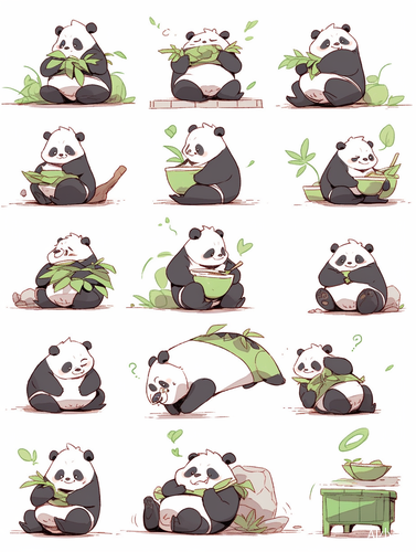 Bold Mangalines: Cute Chinese Panda with Bamboo