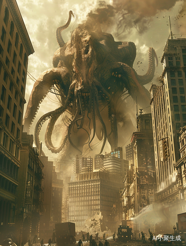 Cthulhu vs City: Glorious Celestialpunk Creature Fan Art