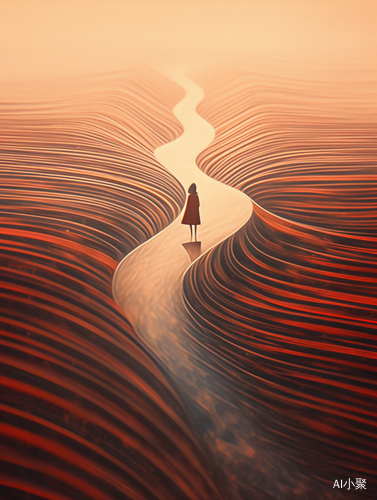 Surreal Illustration of a Girl on Standing Wave with Transverse and Longitudinal Waves