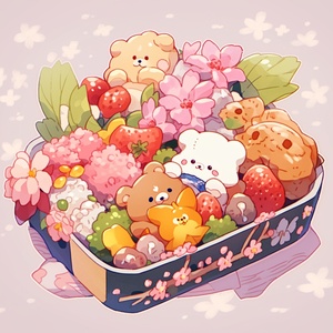 Cute Kawaii Children Bento: An Intricately Sculpted Plush Doll Art Breakfast