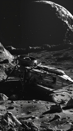 Damaged Spacecraft on the Moon