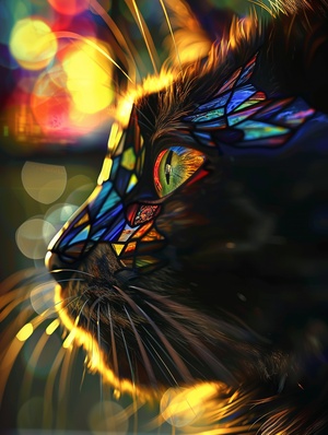 Stained glass cat ar 2:3