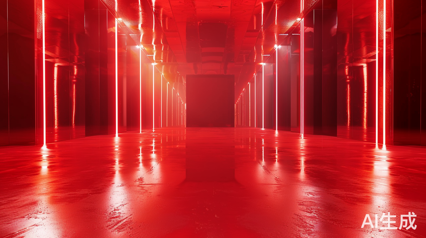 红色舞台上的简约镜面光感