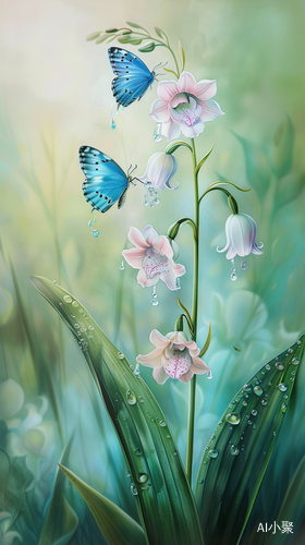 Tall Pink-White Slippers with Butterflies and Orchids