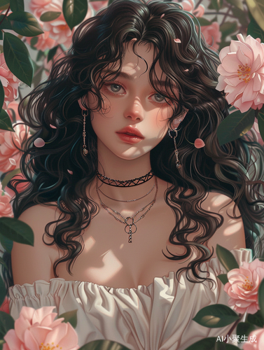 Retro Manga: Sweet Girl with Curly Hair and Chanel Jewelry