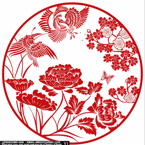 中国剪纸：花好月圆锦团花簇