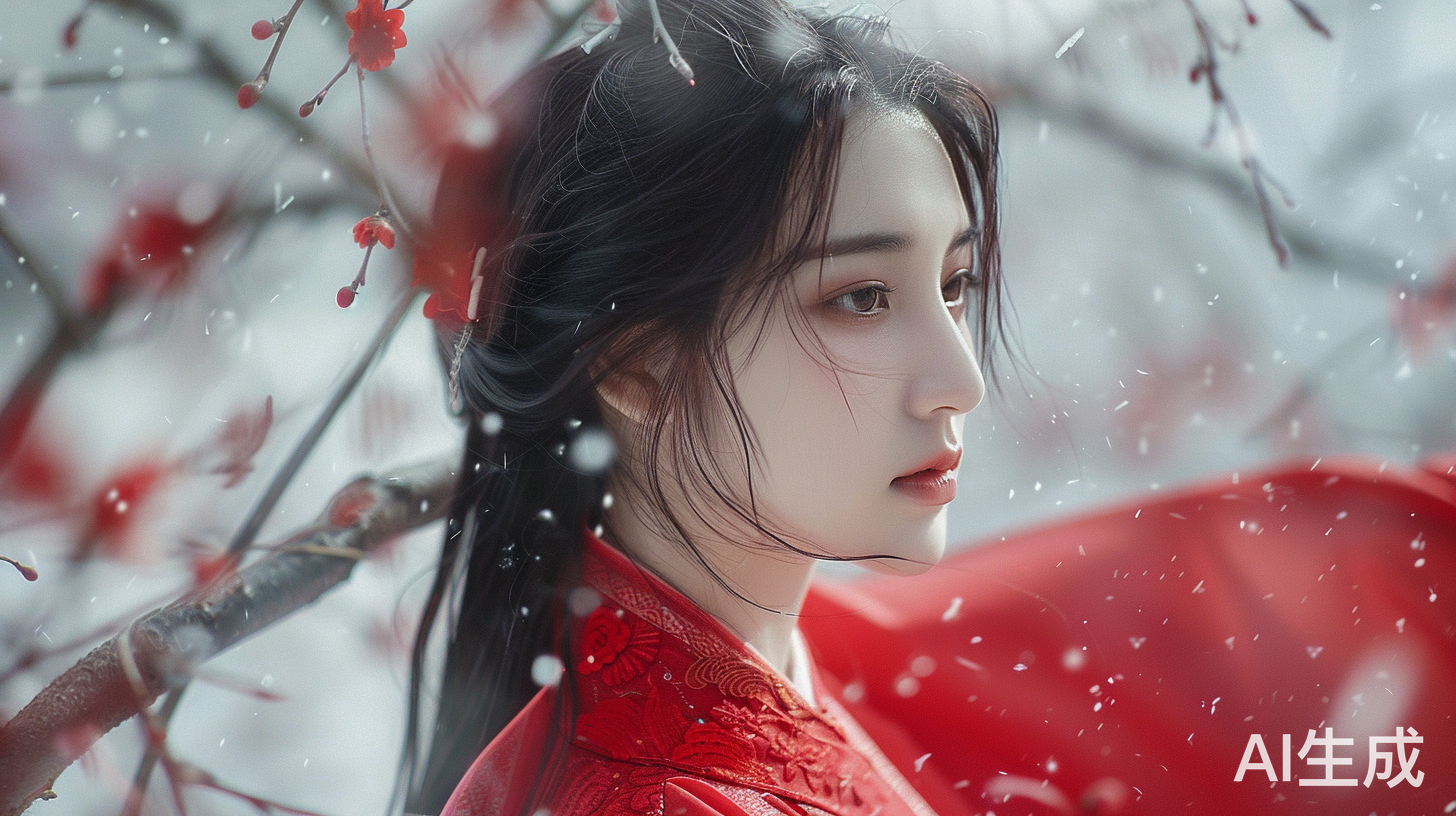 红色汉服 DJ琴女：沉鱼落雁闭月羞花之美