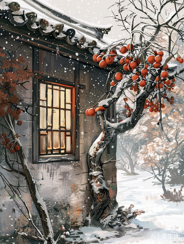 大雪中的农家小院