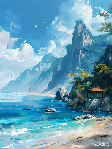 蓝天海边的丰满比基尼