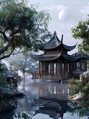 Chinese Pavilion: Oriental Aesthetics and AI Painting