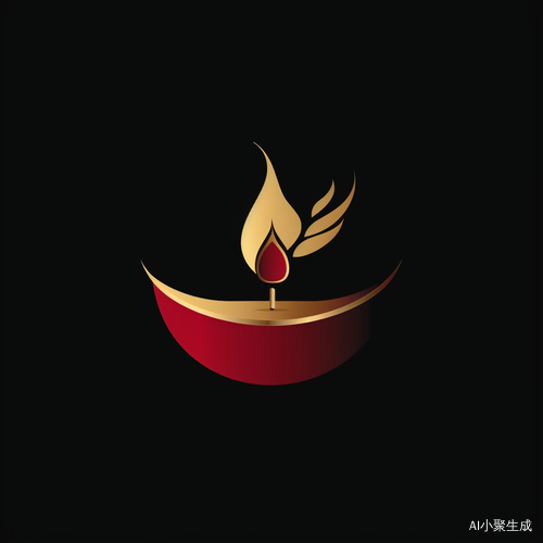 金红色寺庙形状蜡烛元素带鸽子影子的logo标志