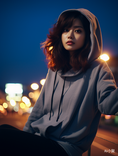 Street Style Photo of Korean Girl at Twilight