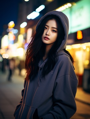 Street Style Photo of Korean Girl at Twilight