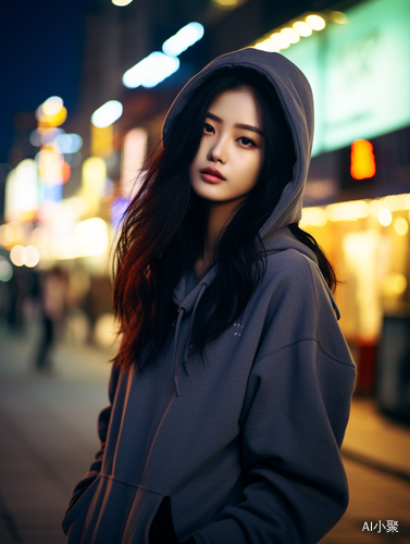 Street Style Photo of Korean Girl at Twilight