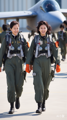 中国空军女飞行员齐肩短发英姿飒爽实拍