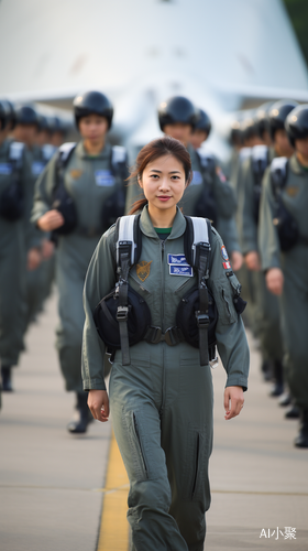 中国空军女飞行员齐肩短发英姿飒爽实拍