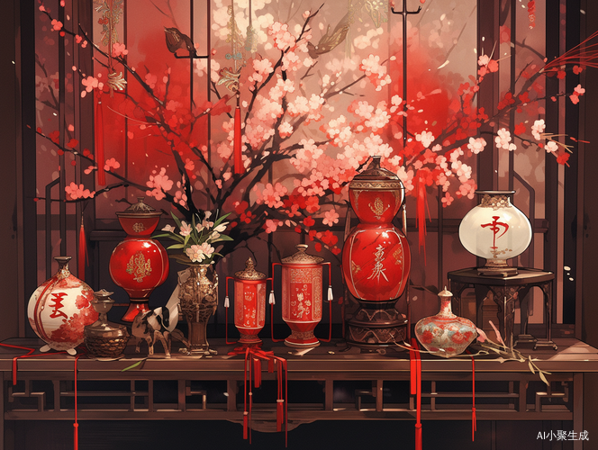 桌上的红花花瓶和相框