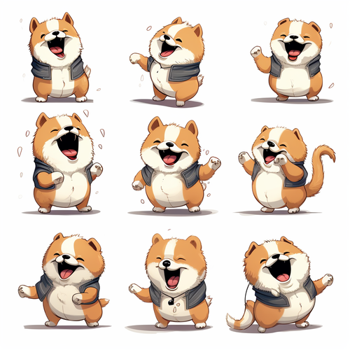 Multiple Poses and Expressions of a Cute Dog in KeithHarlem's Graffiti Style