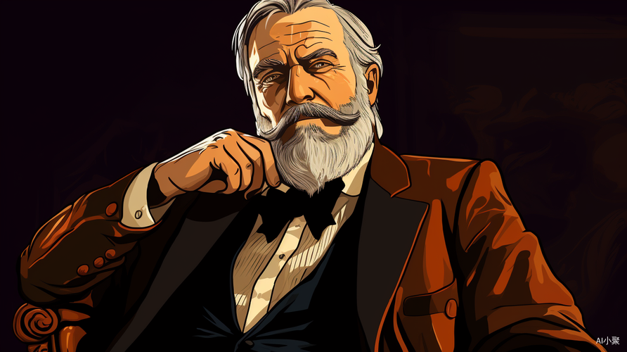 Comic-style Old Gentleman with Beard in Suit