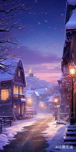 治愈之极光：雪后紫色街景