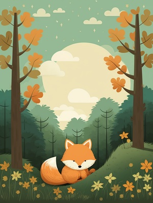 Simple and cute forest themed illustrations