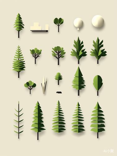 Knolling Trees: Minimalist Cartoon Style