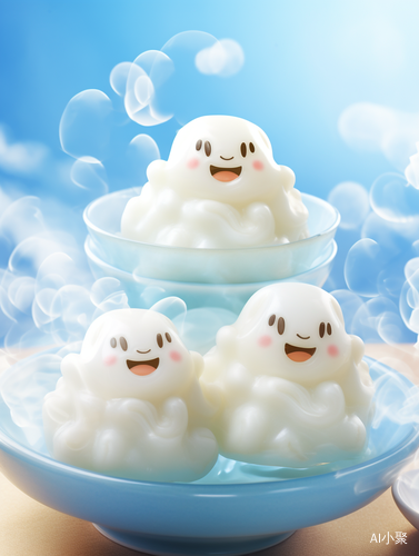 Chinese Traditional Glue Pudding with Cute Smiling Dumplings