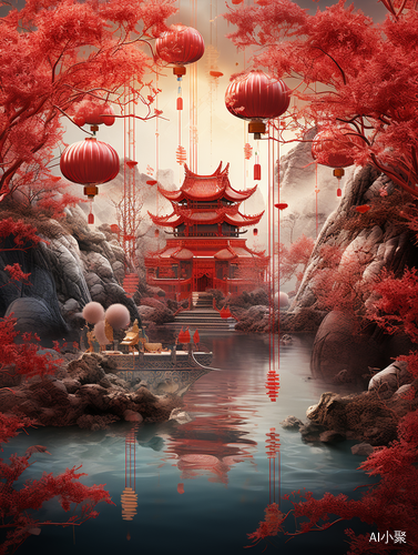 Super Exquisite Masterpiece of a Red Lantern Landscape