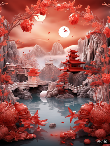 Super Exquisite Masterpiece of a Red Lantern Landscape