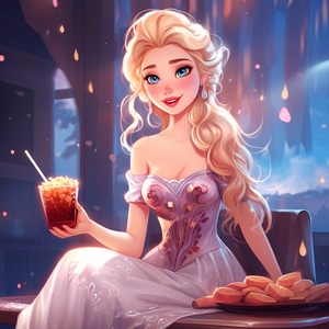 Beautiful Princess Elsa: A Romantic Time in Ice Silk Pajama