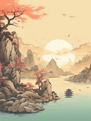 Oriental Aesthetics丨Ancient Landscape#landscape#青青山水# Artistic conception#国风国风#中文字幕#oriental aesthetics#古风#古风illustrator#国风illustrator#Aipainting#国风#国风大精品#国风狠illustrator#我与AI有画说#AIpainting There is something about #AI painting @JIALUjijizhai