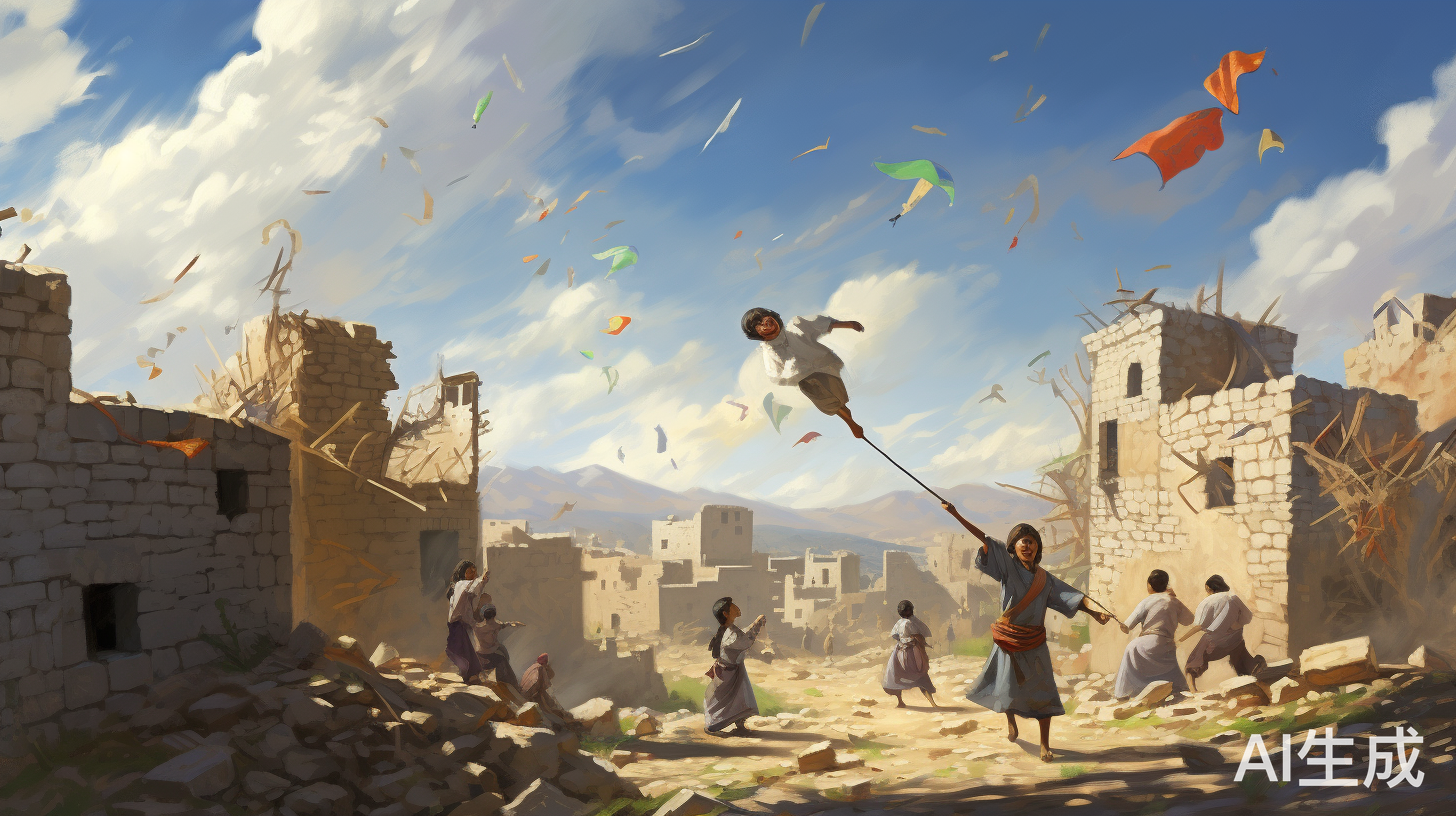孩童放风筝，百姓重建：向往和平