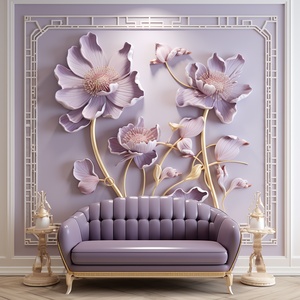 Chinese relief mural, Gold inlaid jade carving Chinese traditional lantern, light purple minimalist background s 150 v 6.0