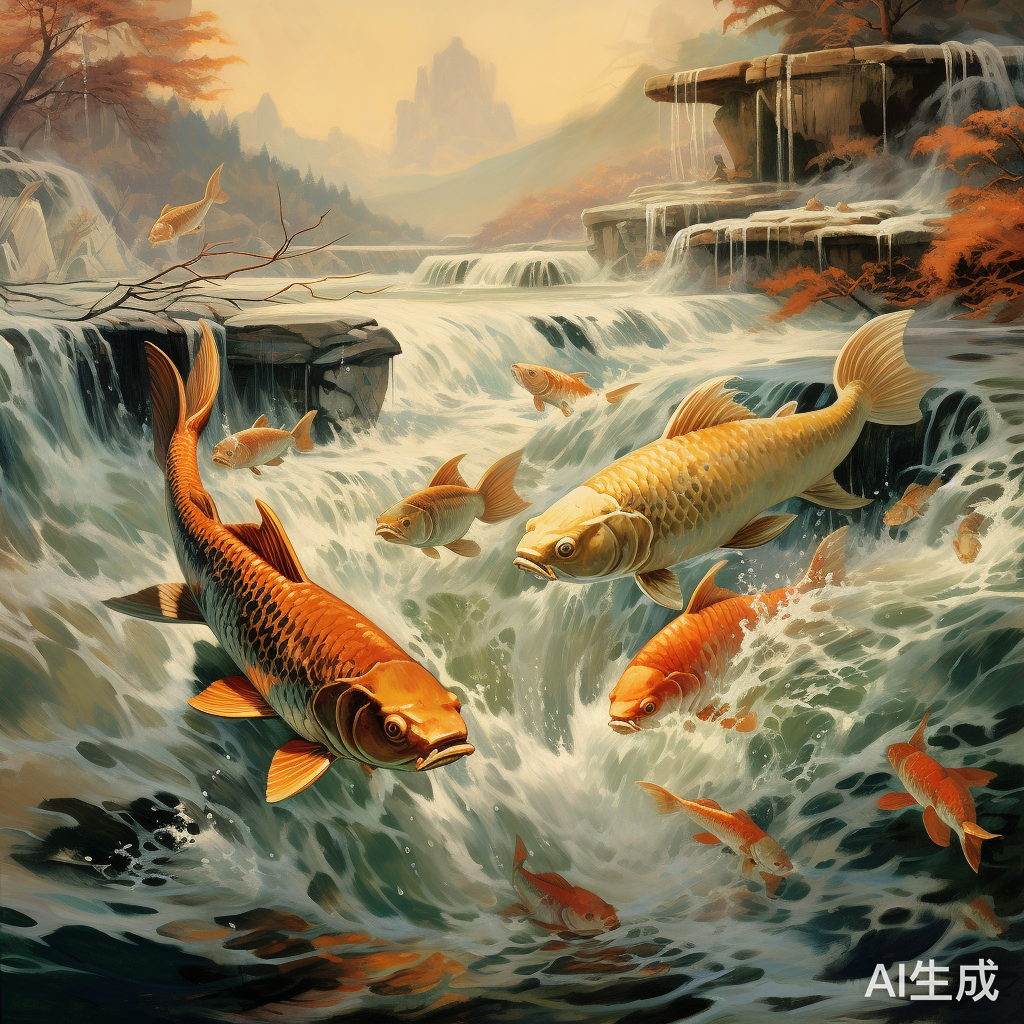金色龙门：小鲤鱼蜕变的壮丽一瞬