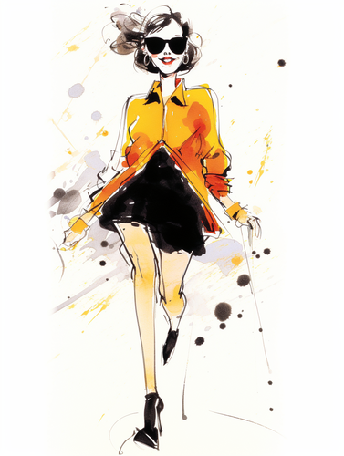 Ralph Steadman's Happy Yellow Girl Cartoon