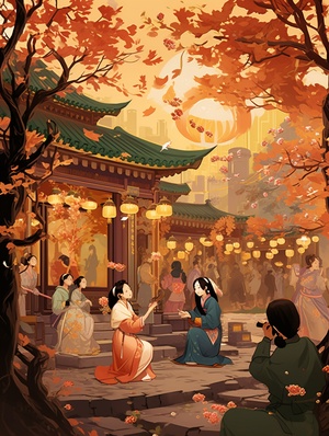 The sound of Sheng fills the city of spring | Impressions of Lantern Festival #元xiao节#illustration #oriental aesthetics #tang #scene illustration #古风illustration #sceneillustration #古风 #国风 #国风illustration #元肖节illustration